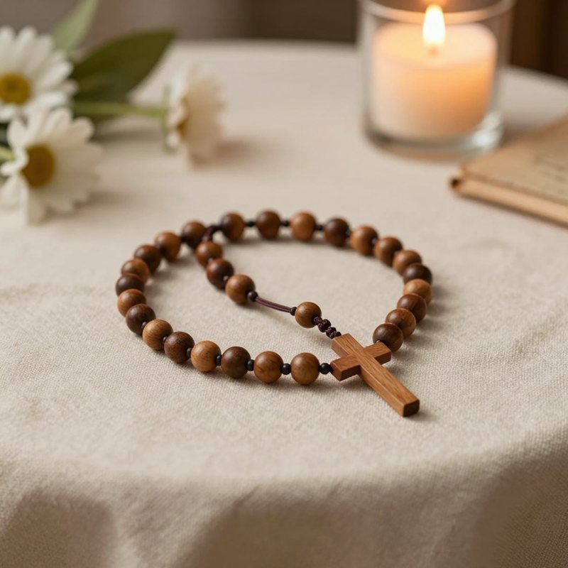 AI-generated picture: Handmade wooden rosaries
