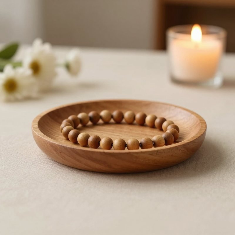 AI-generated picture: Handmade wooden rosary beads