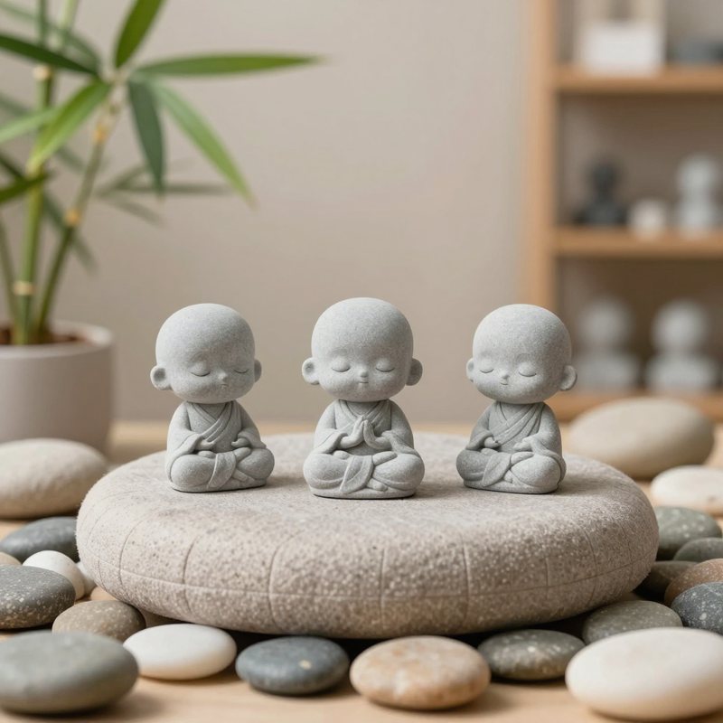 AI-generated picture: Sandstone zen monk figurines