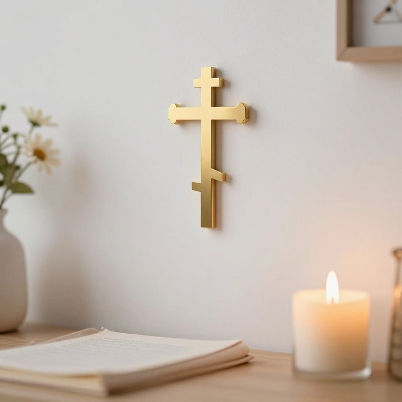 AI-generated picture: Three-bar Orthodox wall cross