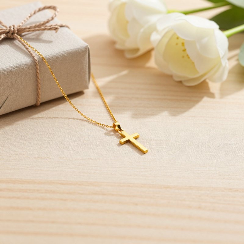 AI-generated picture: Cross necklace for women, 14K gold plated