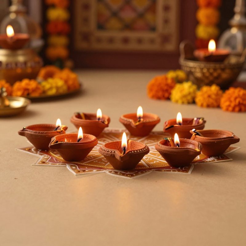 AI-generated picture: Handmade clay diyas, 24