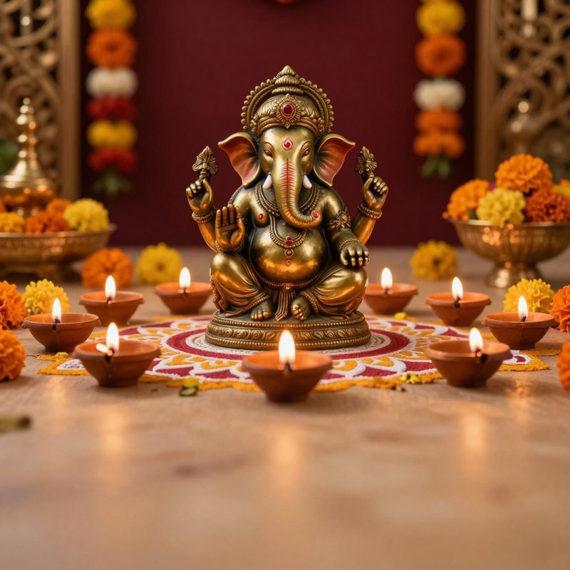 AI-generated picture: Antique Brass Ganesha Idol