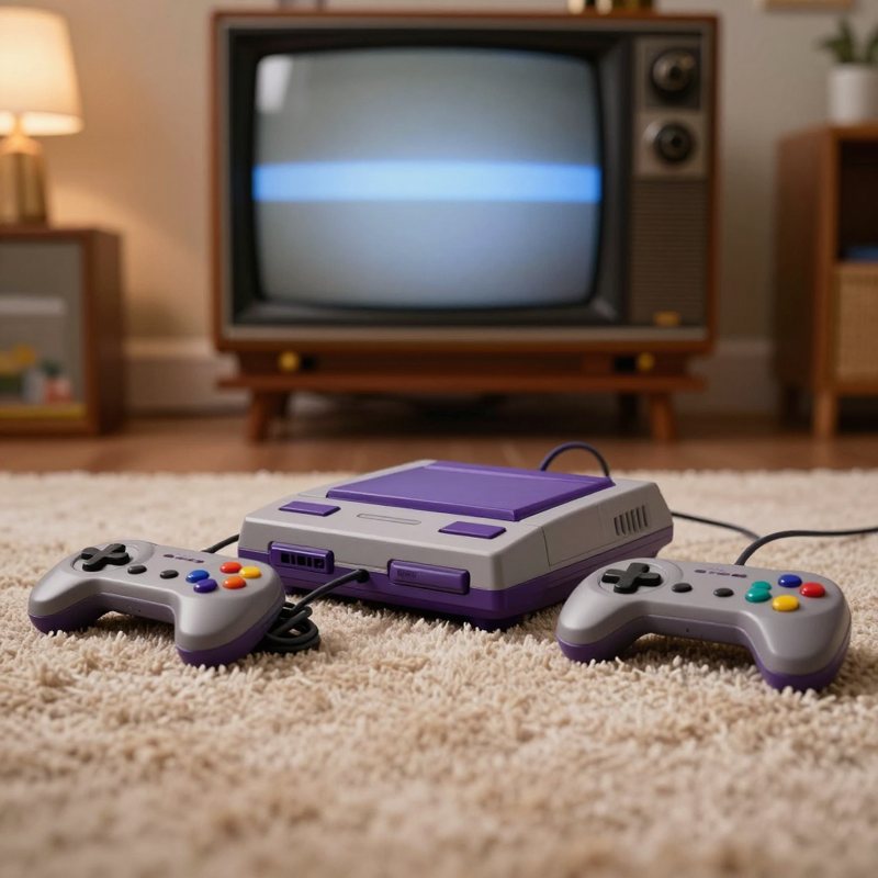 AI-generated picture: Super Nintendo Console, Original, with Controller